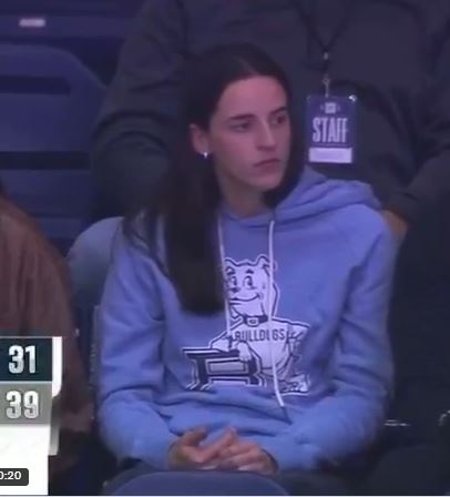 Caitlin Clark at the Butler-Merrimack game on Friday night.